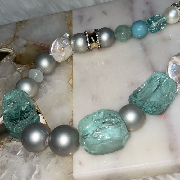 🩵HP 🐳 RARE! ALEXIS BITTAR LARGE BAUBLE NECKLACE Freshwater Pearl Statement Piece - Picture 5 of 11